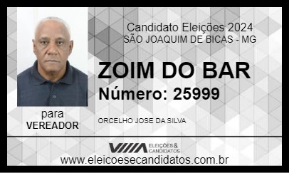 Candidato ZOIM DO BAR 2024 - SÃO JOAQUIM DE BICAS - Eleições