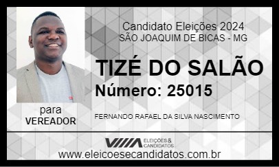 Candidato TIZÉ DO SALÃO 2024 - SÃO JOAQUIM DE BICAS - Eleições