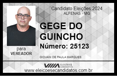 Candidato GEGE DO GUINCHO 2024 - ALFENAS - Eleições