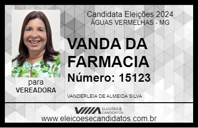 Candidato VANDA DA FARMACIA 2024 - ÁGUAS VERMELHAS - Eleições