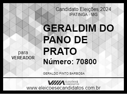 Candidato GERALDIM DO PANO DE PRATO 2024 - IPATINGA - Eleições