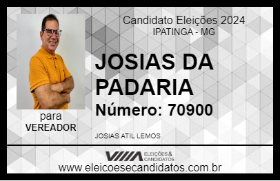 Candidato JOSIAS DA PADARIA 2024 - IPATINGA - Eleições