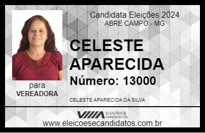 Candidato CELESTE APARECIDA 2024 - ABRE CAMPO - Eleições