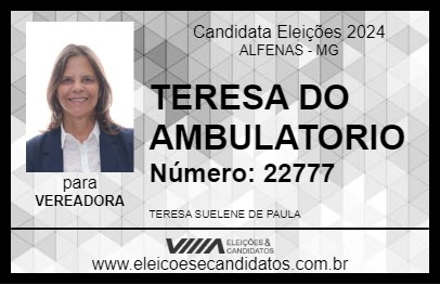 Candidato TERESA DO AMBULATORIO 2024 - ALFENAS - Eleições