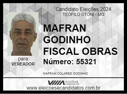 Candidato MAFRAN GODINHO FISCAL OBRAS 2024 - TEÓFILO OTONI - Eleições