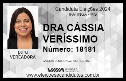 Candidato DRA CÁSSIA VERÍSSIMO 2024 - IPATINGA - Eleições