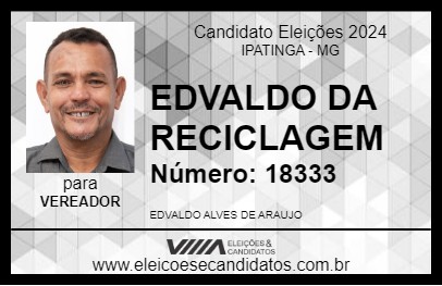 Candidato EDVALDO DA RECICLAGEM 2024 - IPATINGA - Eleições