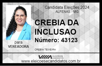 Candidato CREBIA DA INCLUSAO 2024 - ALFENAS - Eleições