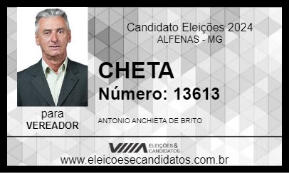 Candidato CHETA 2024 - ALFENAS - Eleições