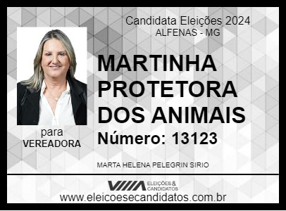 Candidato MARTINHA PROTETORA DOS ANIMAIS 2024 - ALFENAS - Eleições