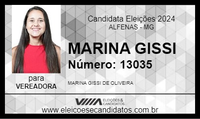 Candidato MARINA GISSI 2024 - ALFENAS - Eleições