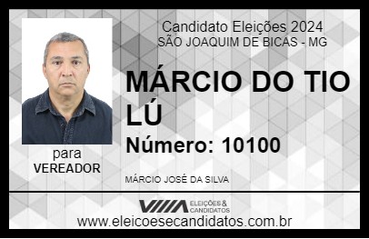 Candidato MÁRCIO DO TIO LÚ 2024 - SÃO JOAQUIM DE BICAS - Eleições