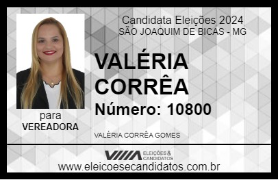 Candidato VALÉRIA CORRÊA 2024 - SÃO JOAQUIM DE BICAS - Eleições