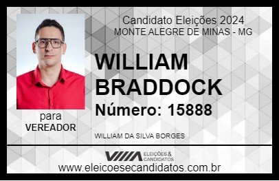 Candidato WILLIAM BRADDOCK  2024 - MONTE ALEGRE DE MINAS - Eleições