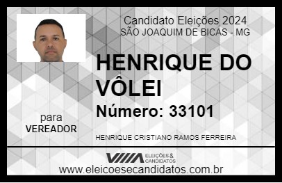 Candidato HENRIQUE DO VÔLEI 2024 - SÃO JOAQUIM DE BICAS - Eleições