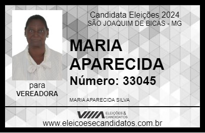 Candidato MARIA APARECIDA 2024 - SÃO JOAQUIM DE BICAS - Eleições