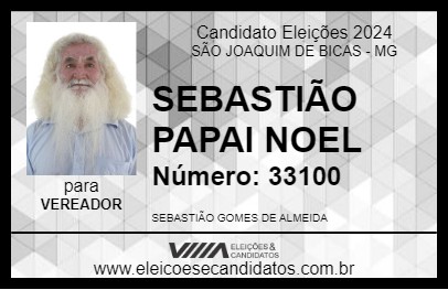 Candidato SEBASTIÃO PAPAI NOEL 2024 - SÃO JOAQUIM DE BICAS - Eleições