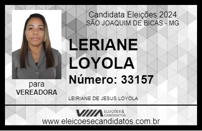 Candidato LERIANE LOYOLA 2024 - SÃO JOAQUIM DE BICAS - Eleições