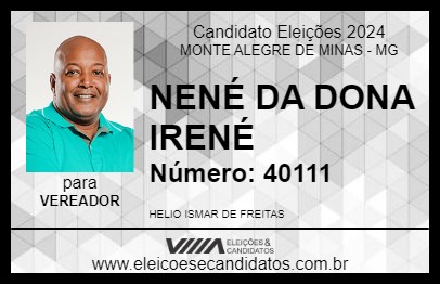 Candidato NENÉ DA DONA  IRENÉ  2024 - MONTE ALEGRE DE MINAS - Eleições