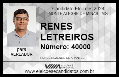 Candidato RENES LETREIROS 2024 - MONTE ALEGRE DE MINAS - Eleições