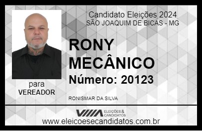 Candidato RONY MECÂNICO 2024 - SÃO JOAQUIM DE BICAS - Eleições