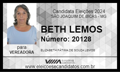 Candidato BETH LEMOS  2024 - SÃO JOAQUIM DE BICAS - Eleições