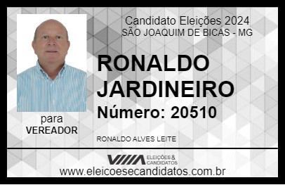 Candidato RONALDO JARDINEIRO 2024 - SÃO JOAQUIM DE BICAS - Eleições