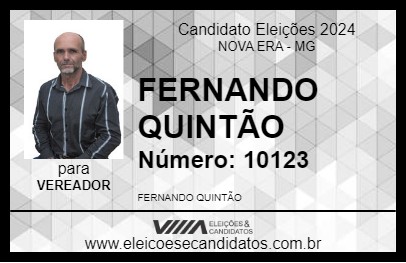 Candidato FERNANDO QUINTÃO 2024 - NOVA ERA - Eleições