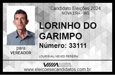 Candidato LORINHO DO GARIMPO 2024 - NOVA ERA - Eleições