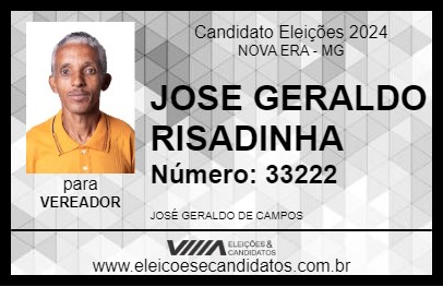 Candidato JOSE GERALDO RISADINHA 2024 - NOVA ERA - Eleições