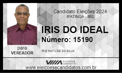 Candidato IRIS DO IDEAL 2024 - IPATINGA - Eleições