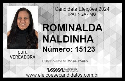 Candidato ROMINALDA NALDINHA 2024 - IPATINGA - Eleições