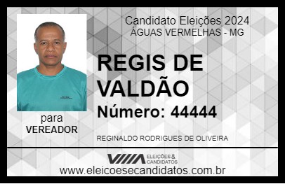 Candidato REGIS DE VALDÃO 2024 - ÁGUAS VERMELHAS - Eleições