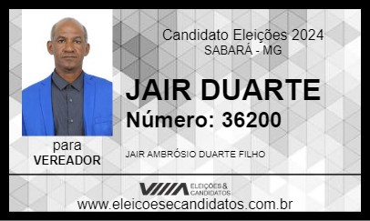 Candidato JAIR DUARTE 2024 - SABARÁ - Eleições