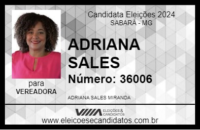 Candidato ADRIANA SALES 2024 - SABARÁ - Eleições