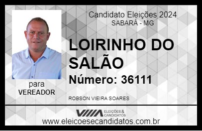 Candidato LOIRINHO DO SALÃO 2024 - SABARÁ - Eleições