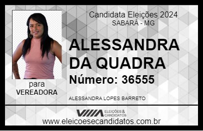 Candidato ALESSANDRA DA QUADRA 2024 - SABARÁ - Eleições