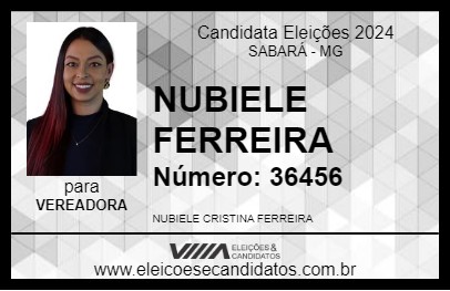 Candidato NUBIELE FERREIRA 2024 - SABARÁ - Eleições