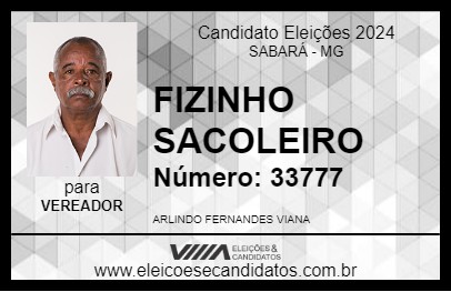 Candidato FIZINHO SACOLEIRO 2024 - SABARÁ - Eleições