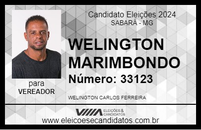 Candidato WELINGTON MARIMBONDO 2024 - SABARÁ - Eleições