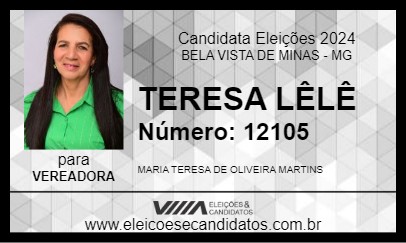 Candidato TERESA LÊLÊ 2024 - BELA VISTA DE MINAS - Eleições