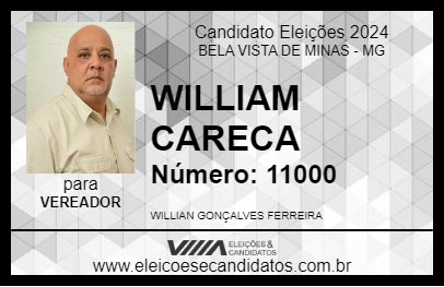 Candidato WILLIAM CARECA 2024 - BELA VISTA DE MINAS - Eleições