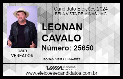 Candidato LEONAN CAVALO 2024 - BELA VISTA DE MINAS - Eleições