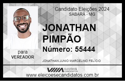 Candidato JONATHAN PIMPÃO 2024 - SABARÁ - Eleições