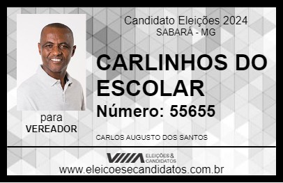 Candidato CARLINHOS DO ESCOLAR 2024 - SABARÁ - Eleições