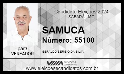 Candidato SAMUCA 2024 - SABARÁ - Eleições