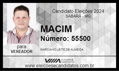 Candidato MACIM 2024 - SABARÁ - Eleições