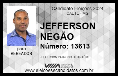 Candidato JEFFERSON NEGÃO 2024 - CAETÉ - Eleições