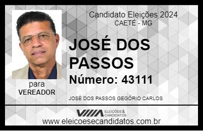 Candidato JOSÉ DOS PASSOS 2024 - CAETÉ - Eleições