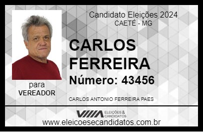 Candidato CARLOS FERREIRA 2024 - CAETÉ - Eleições